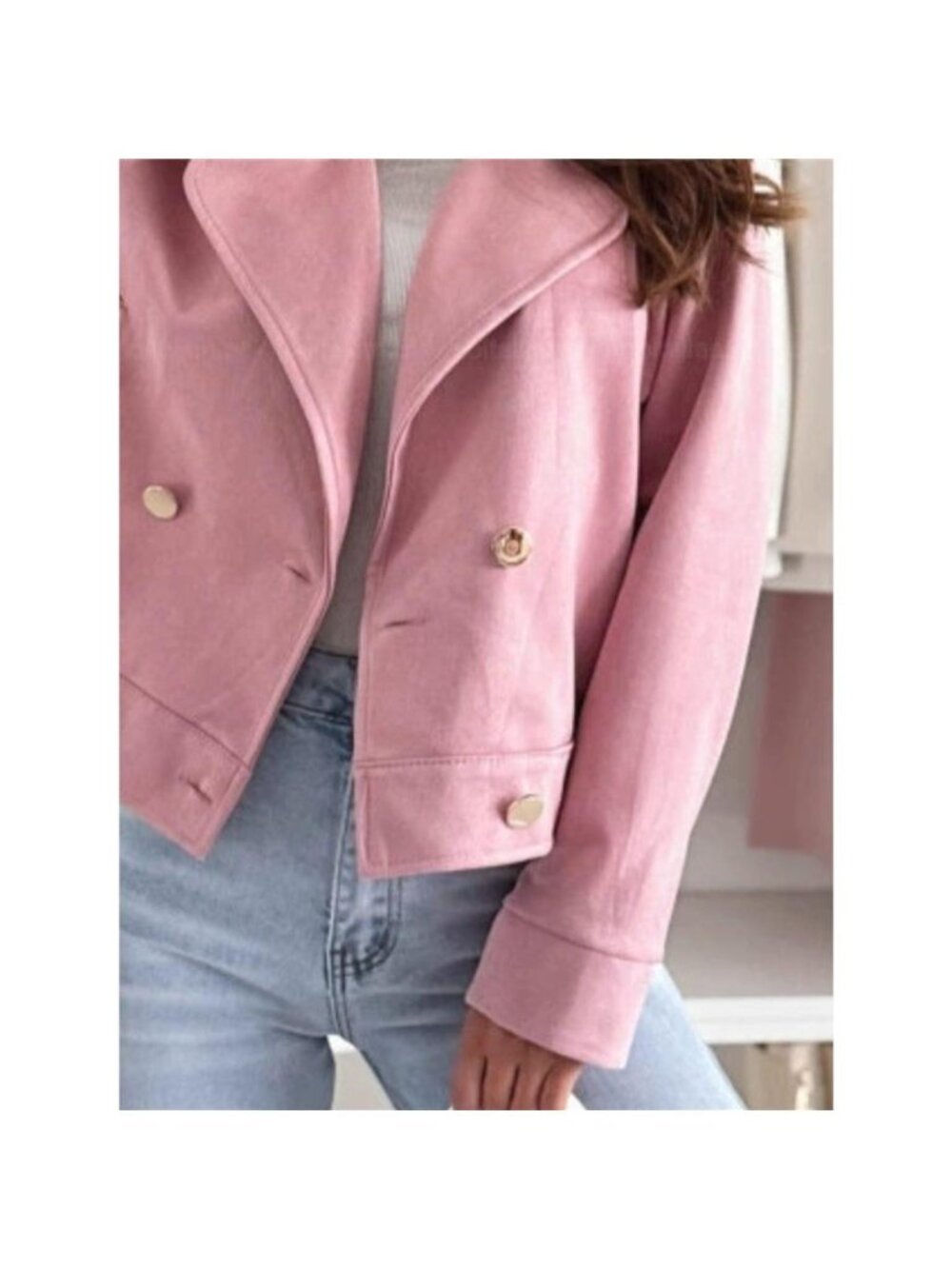 Chic Double-Breasted Cropped Jacket - Picture 12 of 12